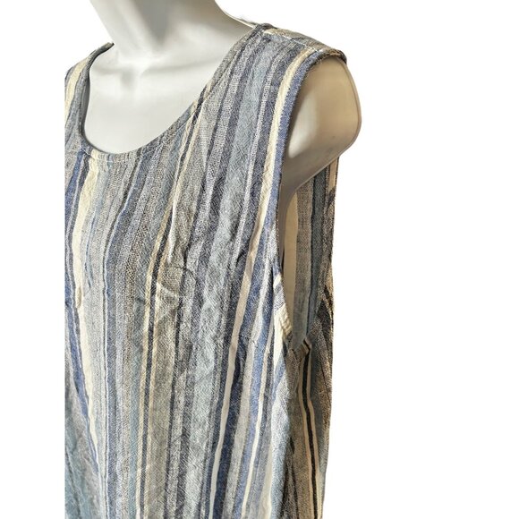 Briggs Womens XL Striped Linen & Rayon Sleeveless Dress Relaxed Fit Beach core - Picture 3 of 12